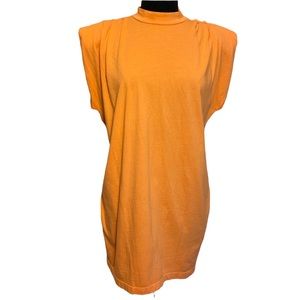 Stateside Padded Shoulder Tank Dress Tee Shirt Jersey Orange Fabric